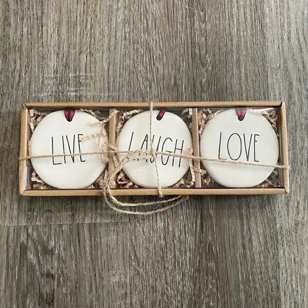 NEW Rae Dunn Live Laugh Love Holiday Ornaments